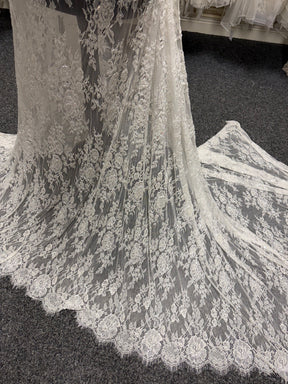 Ivory Hand Beaded Raschel Lace - Jonelle