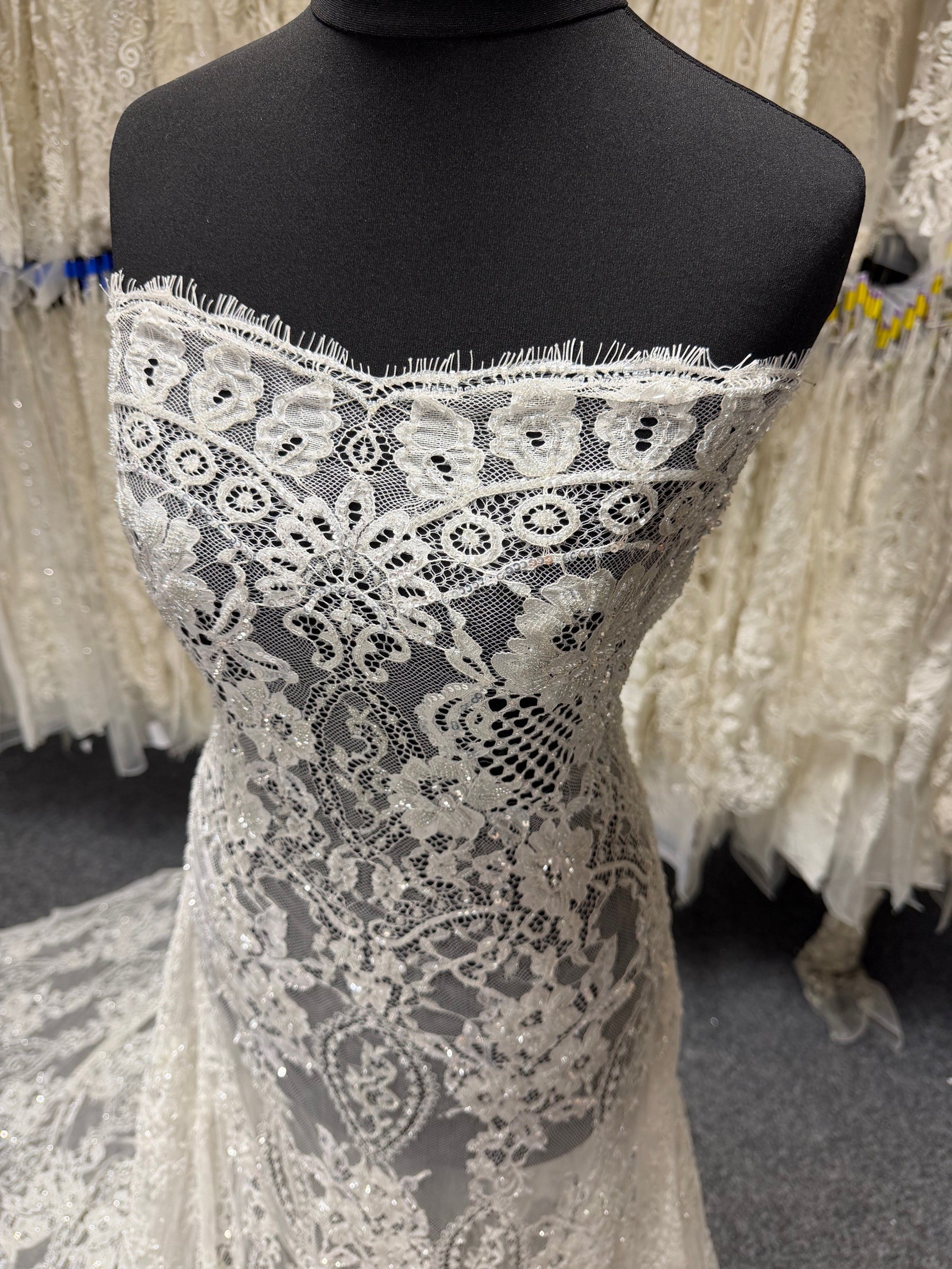 Ivory Hand Beaded Raschel Lace - James