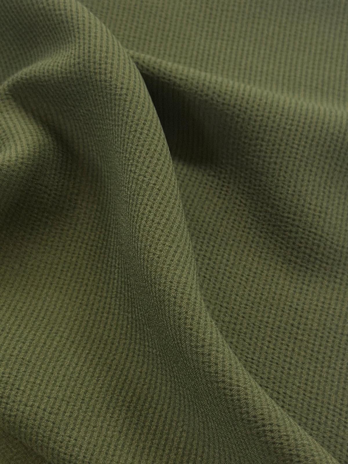 Khaki Green Polyester Crepe - Temple