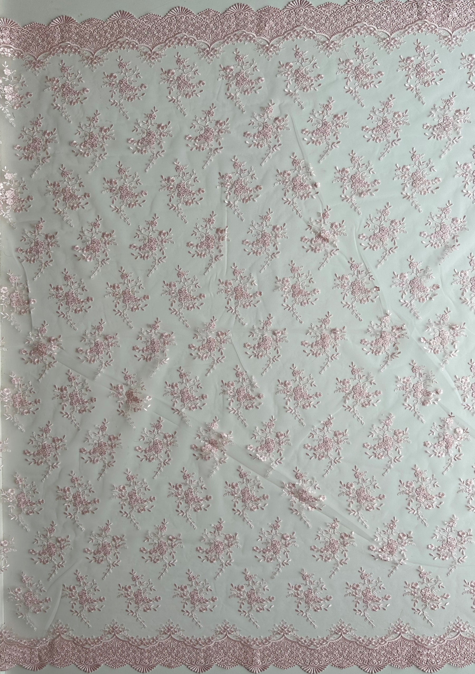Baby Pink Embroidered Lace - Kirsty