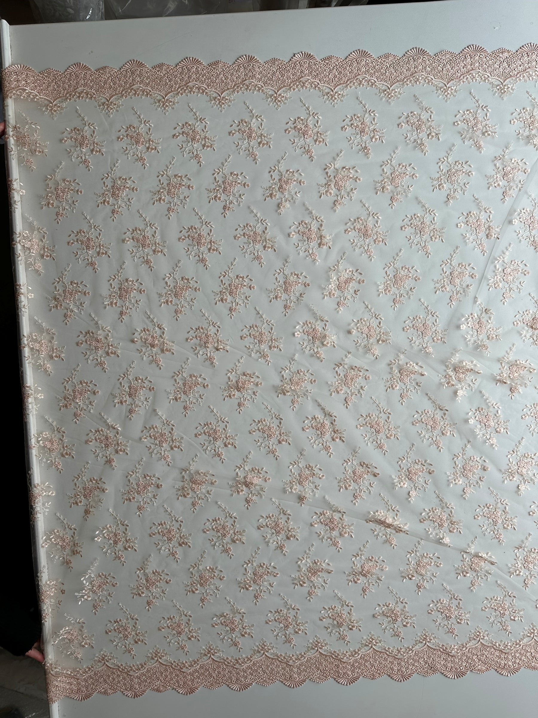 Light Salmon Embroidered Lace - Kirsty