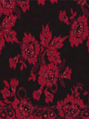 Purple/Red Beaded French Lace - LA3001
