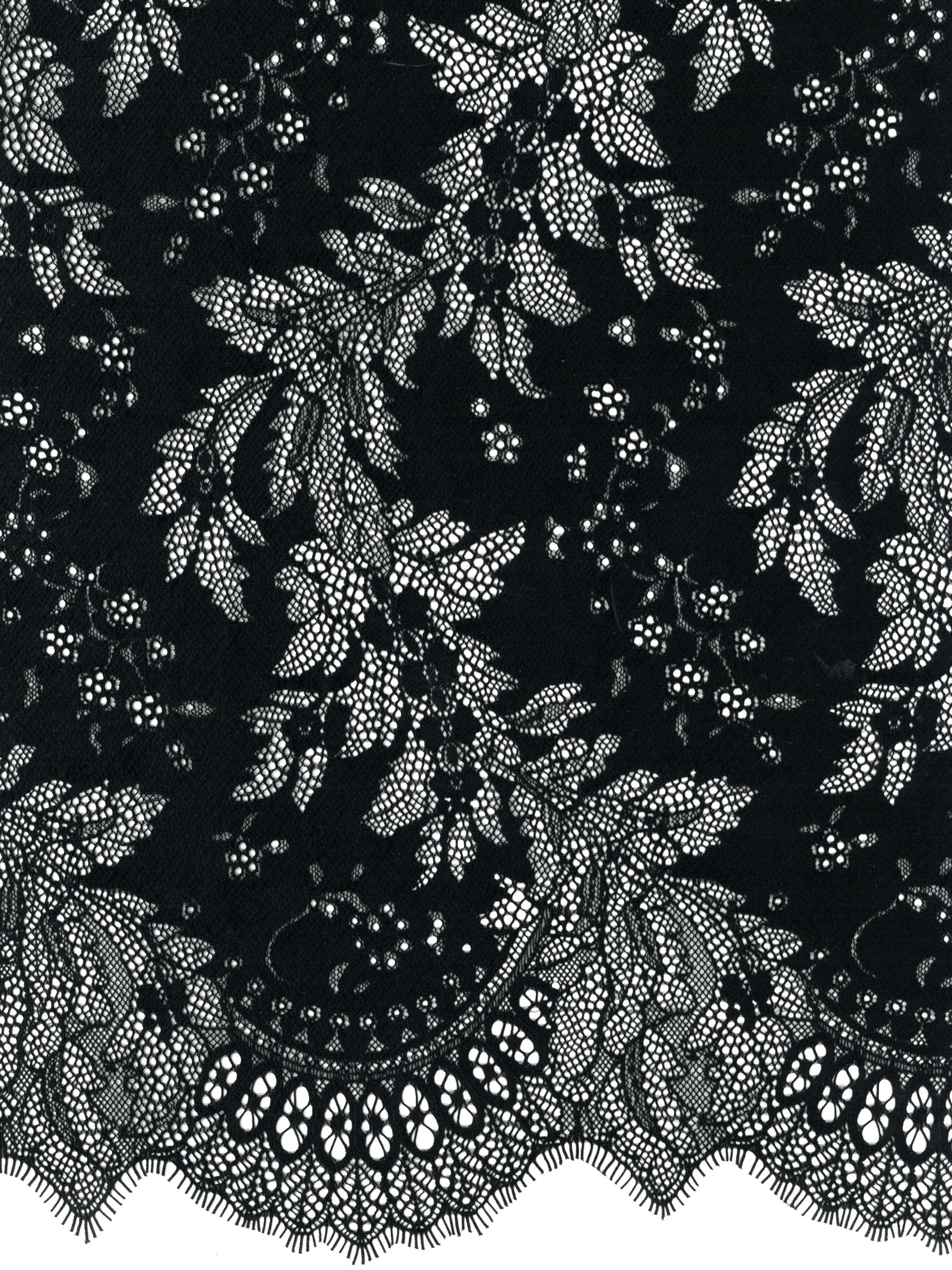 Black Stretch Corded Lace - LA7005