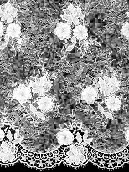 Ivory 3D Embroidered Beaded Lace - LA9001