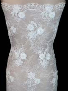 Ivory 3D Embroidered Beaded Lace - LA9001