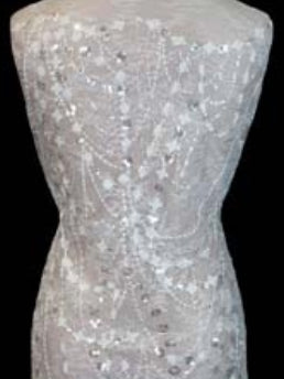 Ivory Embroidered Sequin Tulle - LB1002