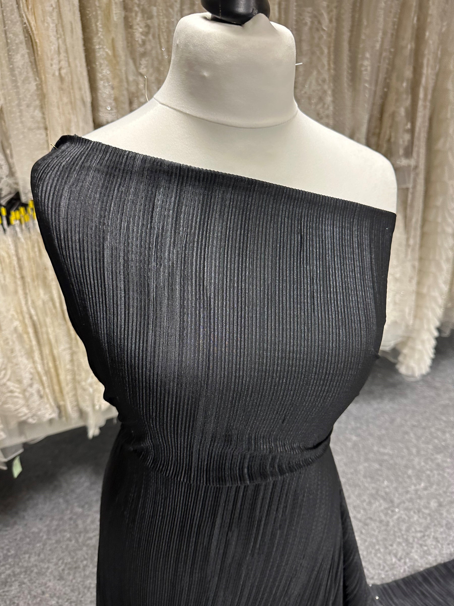 Black Pleated Polyester Fabric - Leeway