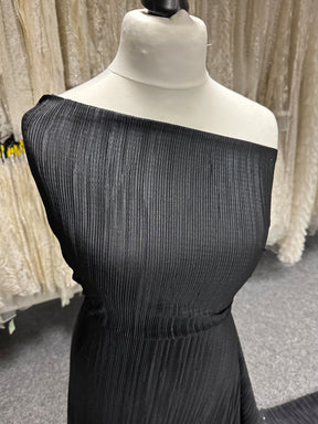 Black Pleated Polyester Fabric - Leeway