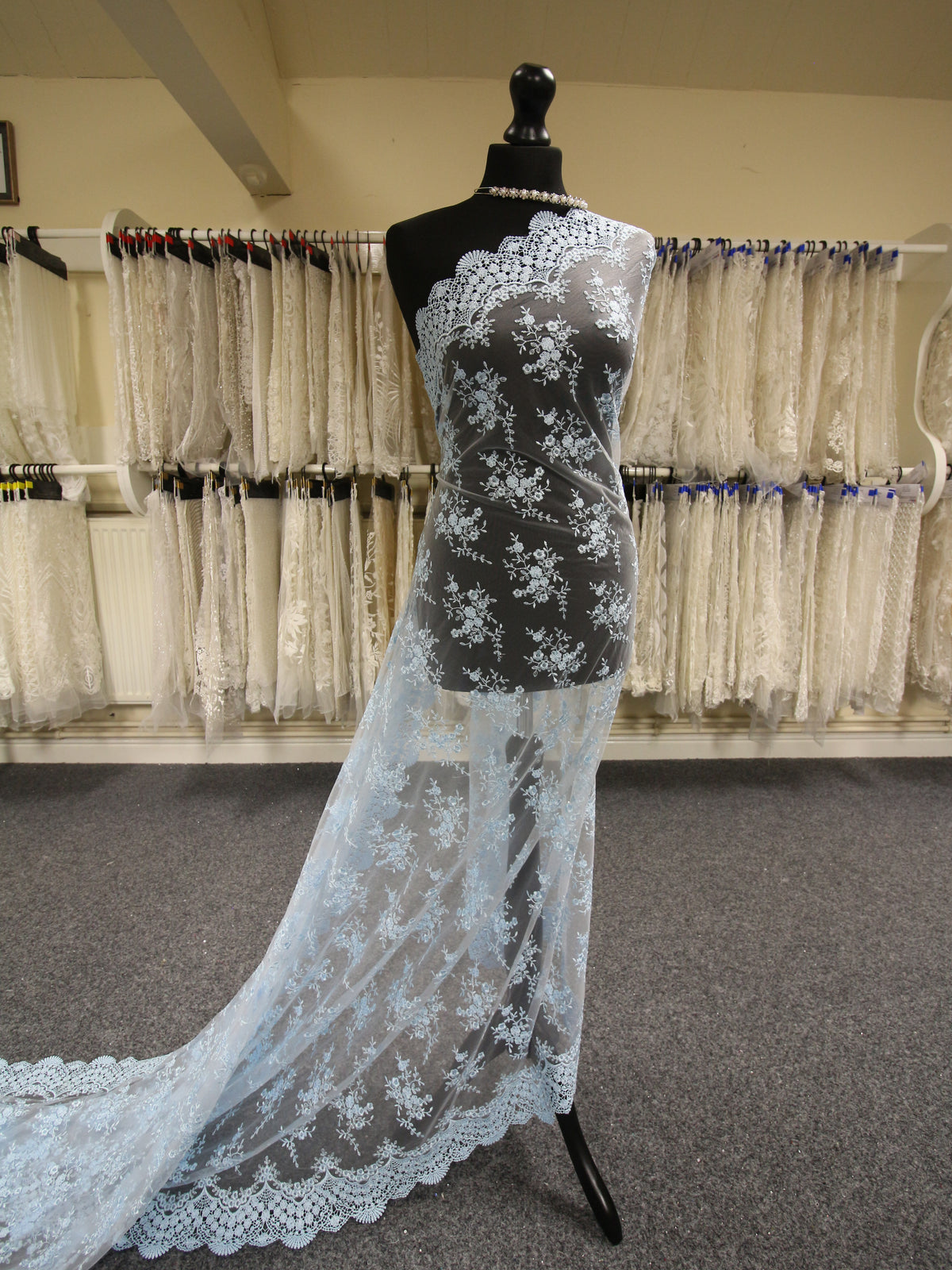 Light Blue Embroidered Lace - Kirsty