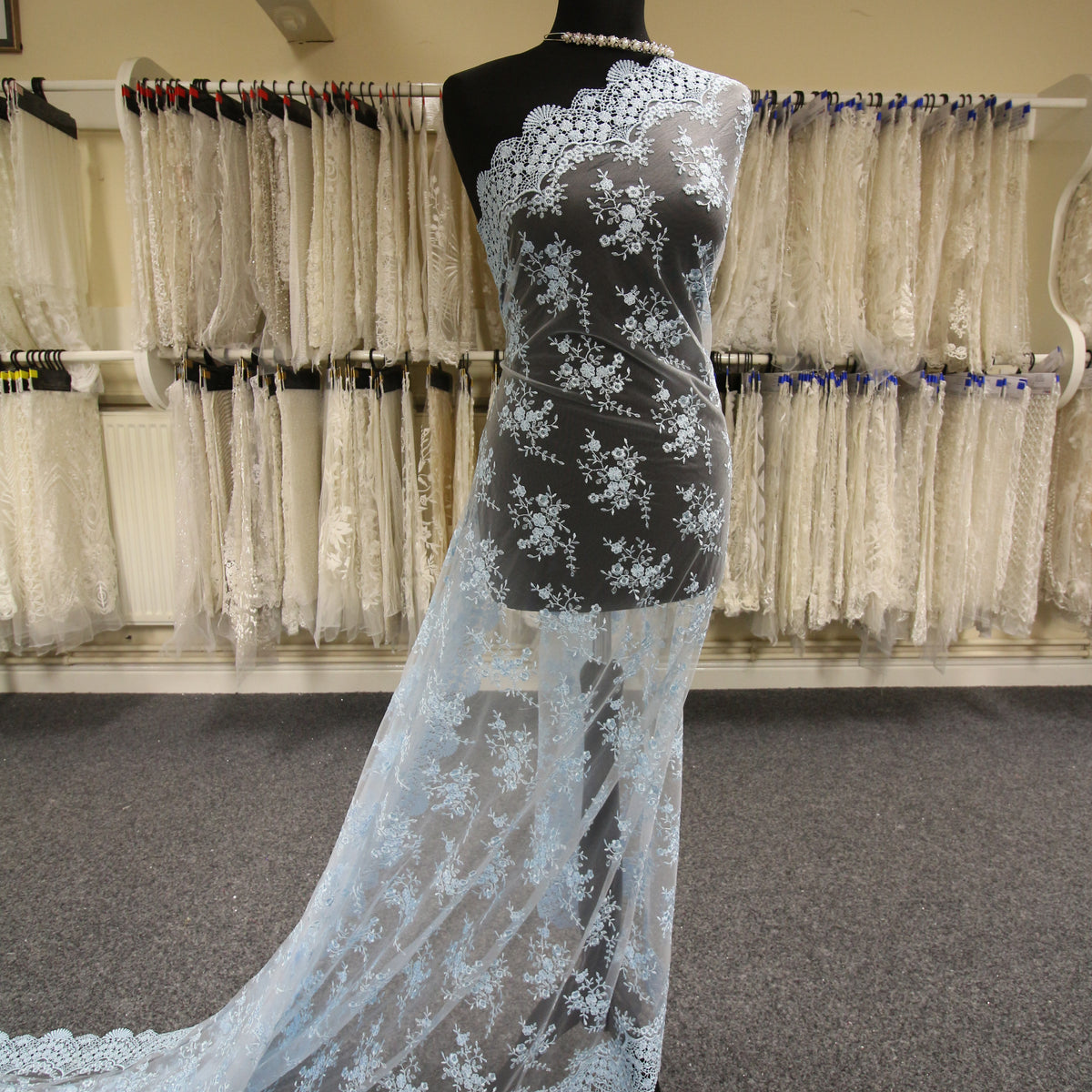 Light Blue Embroidered Lace - Kirsty
