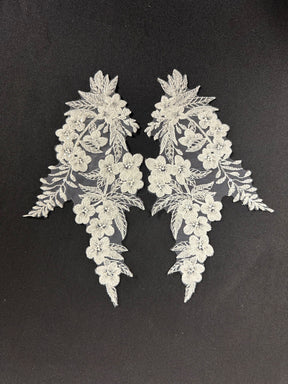 Ivory Beaded Lace Appliques - MT4011