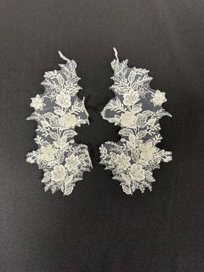 Ivory Beaded Lace Appliques - MT4014