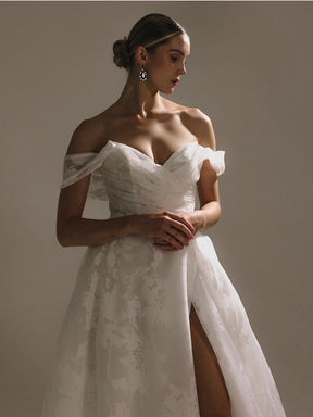 Ivory Printed Silk Satin - Marcia