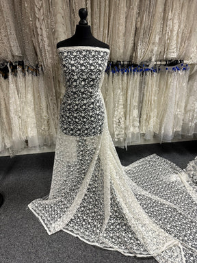 Ivory Embroidered Flower Lace - Lizzy