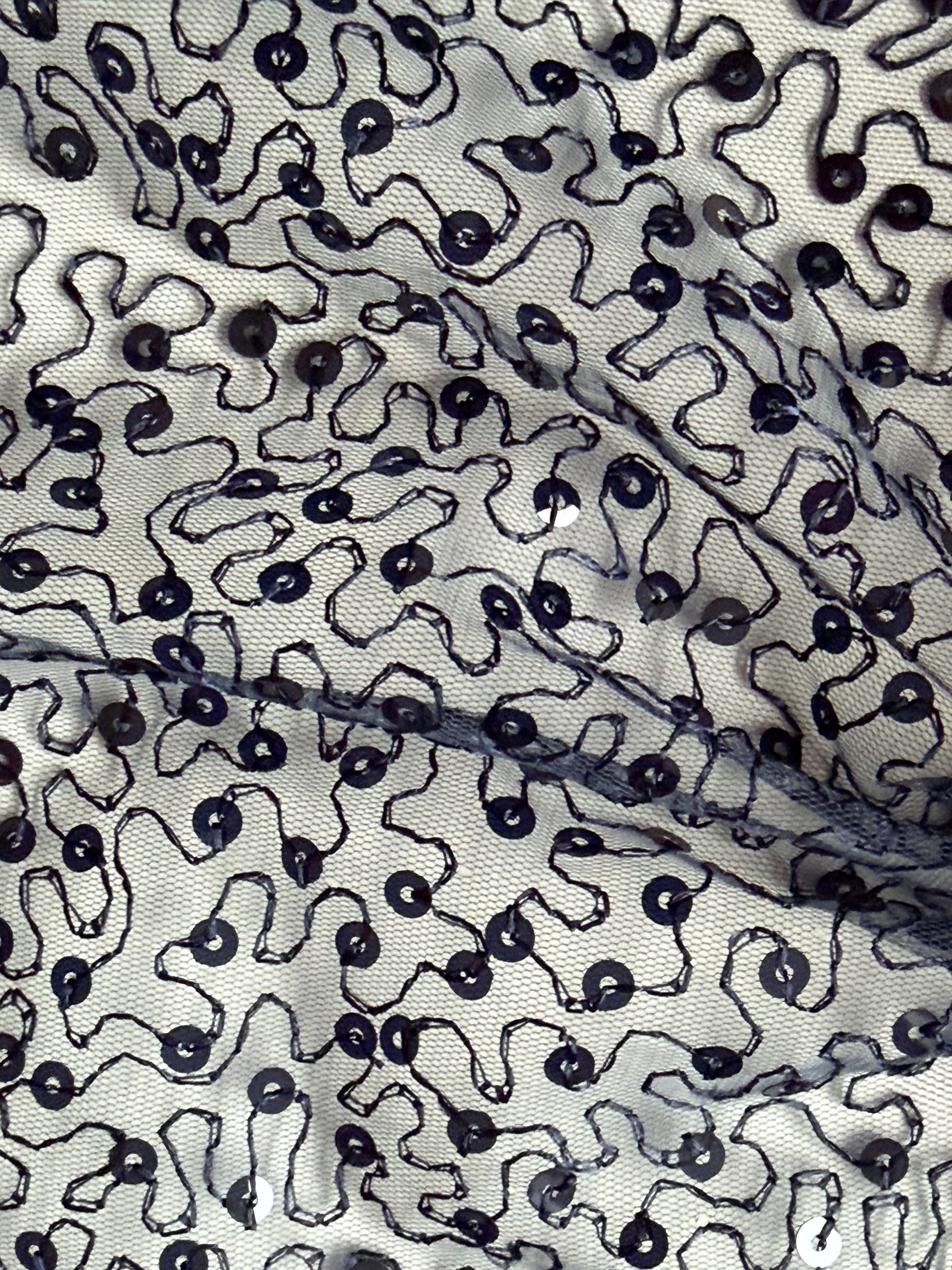 Navy Embroidered Sequin Tulle – EB3001