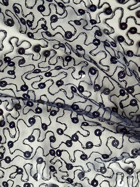 Navy Embroidered Sequin Tulle – EB3001