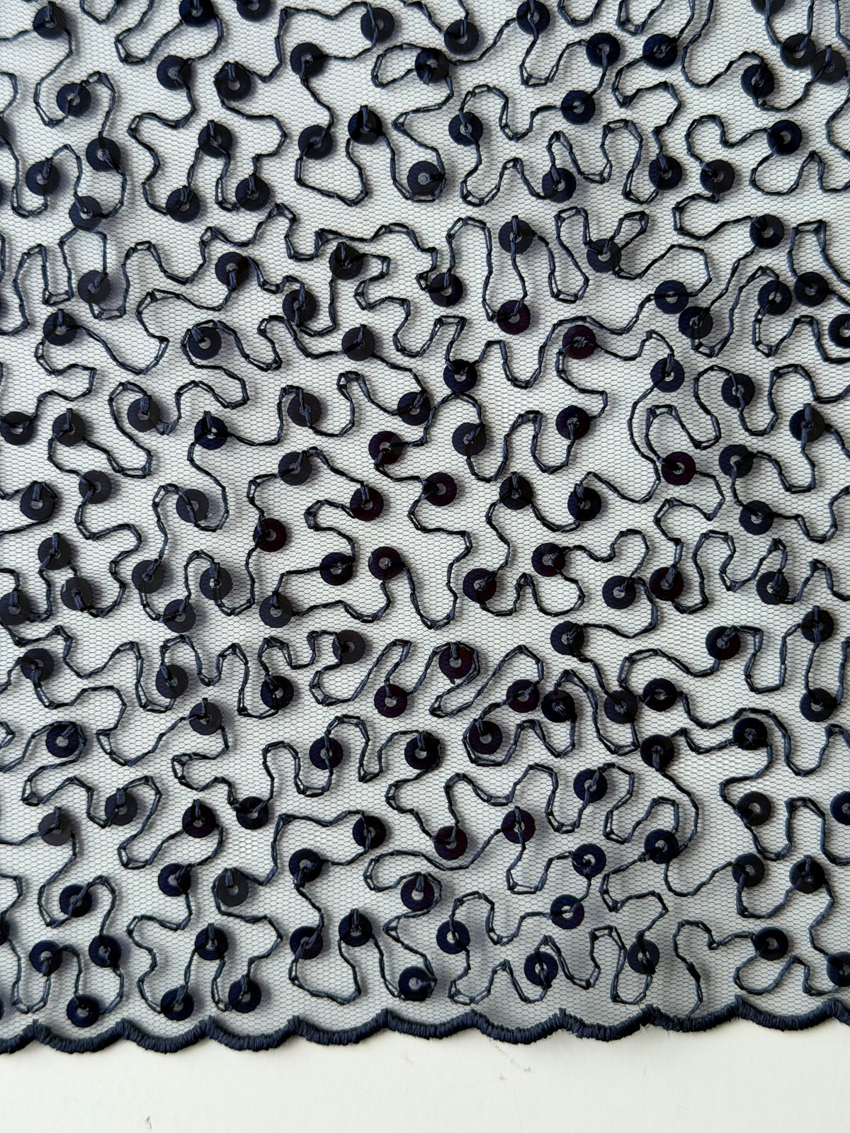 Navy Embroidered Sequin Tulle – EB3001