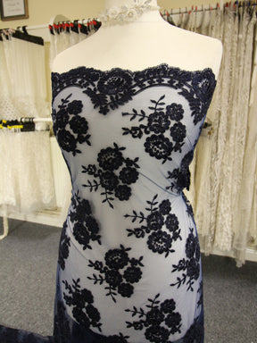 Navy Corded Lace - Riaz