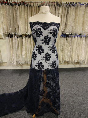 Navy Corded Lace - Riaz