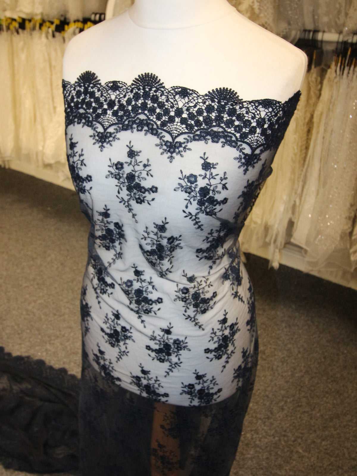 Navy Embroidered Lace - Kirsty