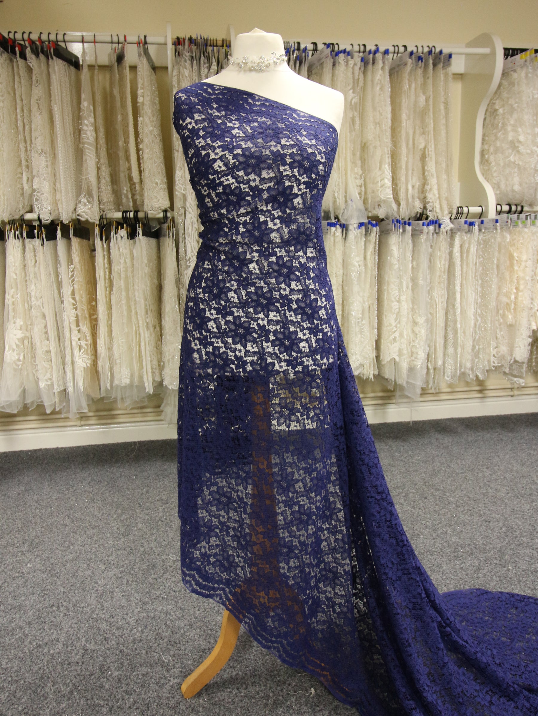 Navy Corded Lace - Shannon