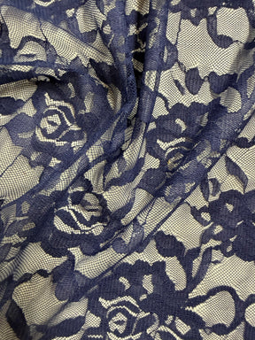 Navy Blue Raschel Stretch Lace – Matina