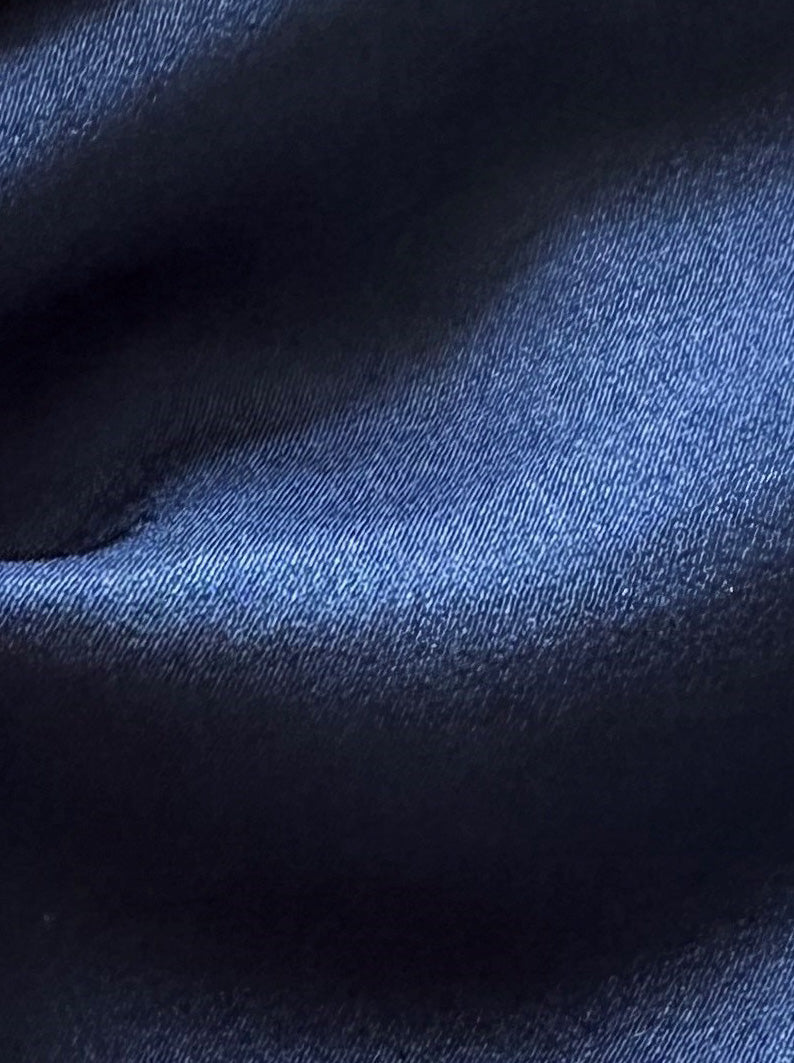Navy Polyester Satin - Japan