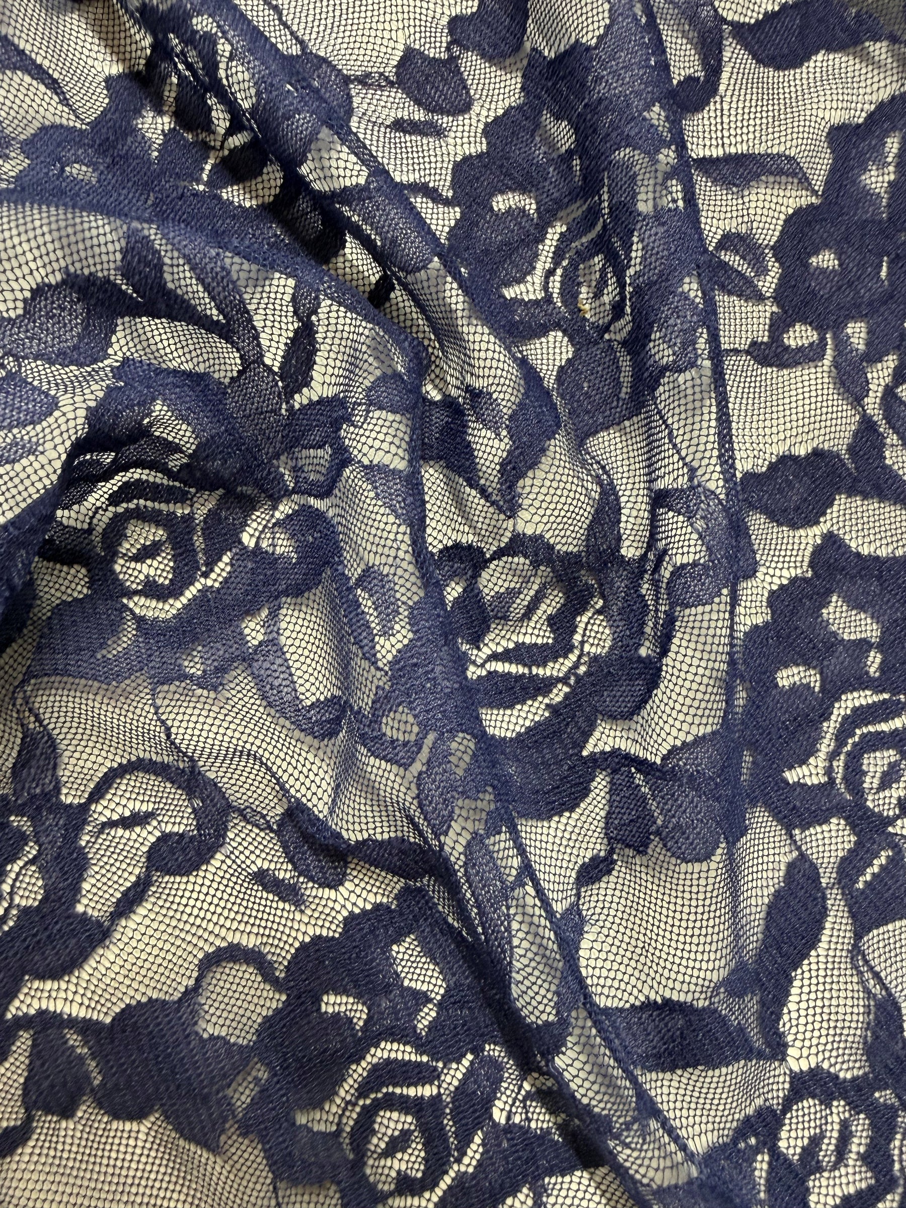 Navy Blue Raschel Stretch Lace – Matina