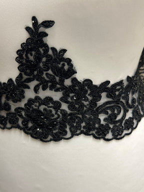 Black Beaded & Corded Lace Trim - Noisy