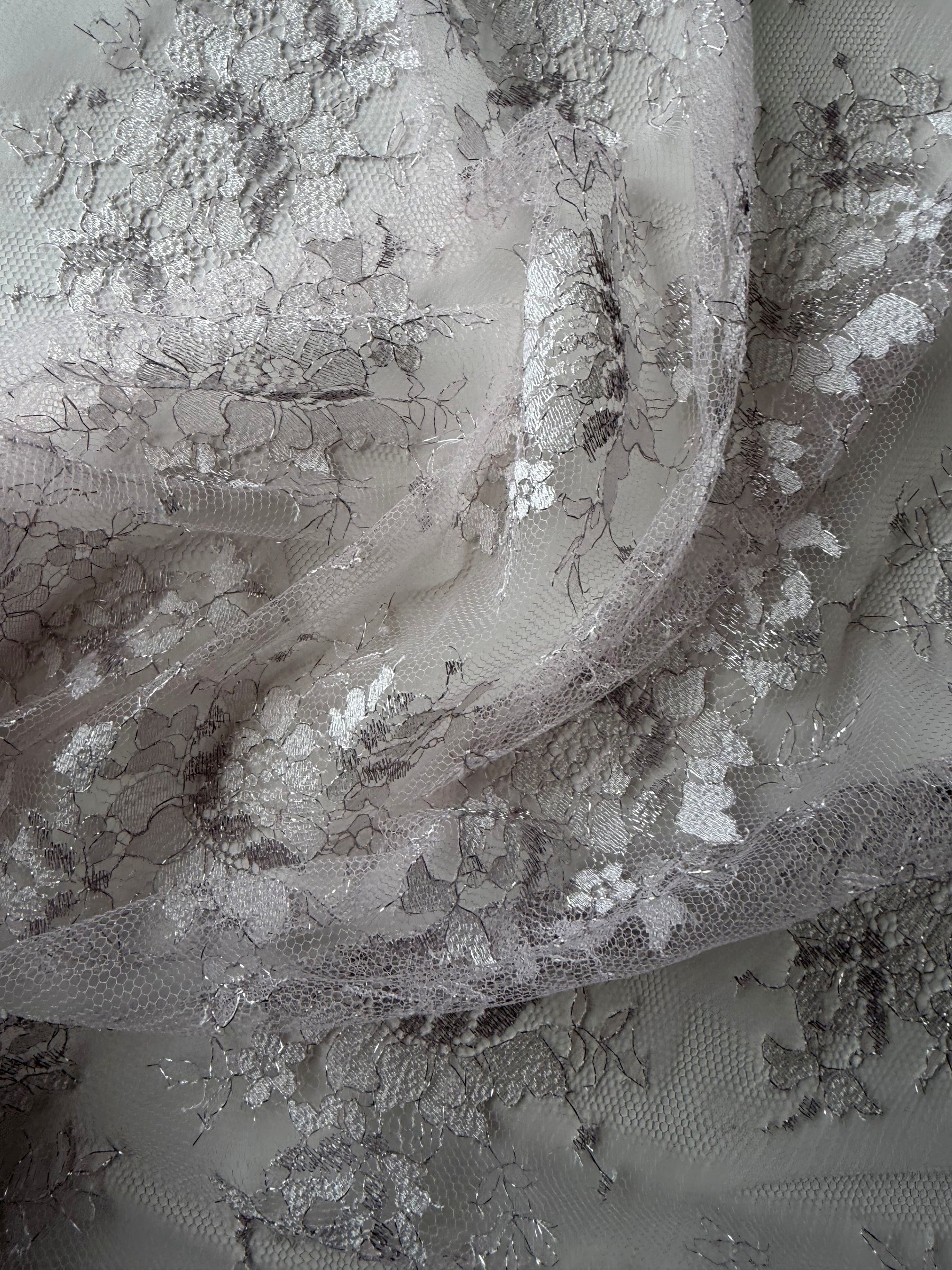 Dusty Rose & Silver Chantilly Lace - P186