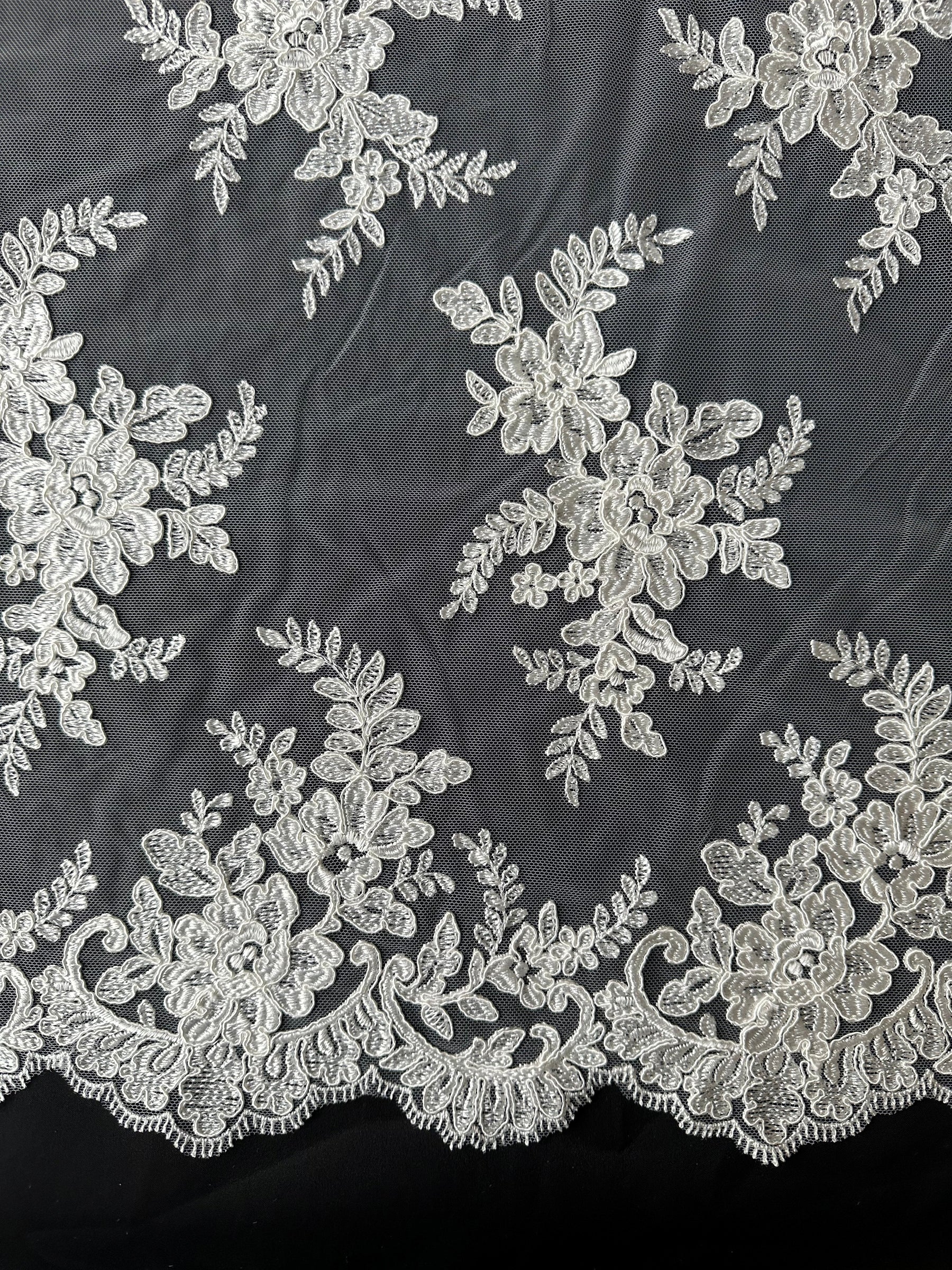 Ivory Corded Embroidery Lace - P233
