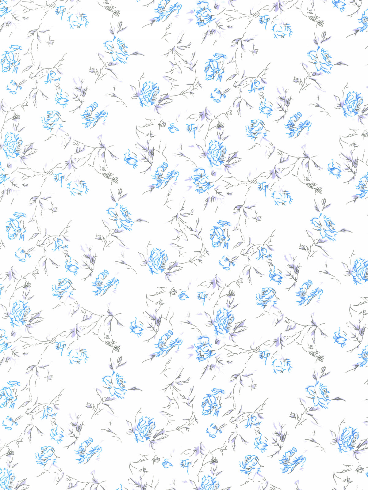 Ivory/Blue Printed Satin - PR1004
