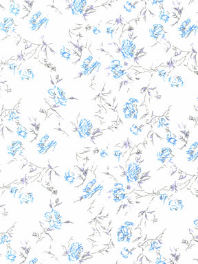 Ivory/Blue Printed Satin - PR1004