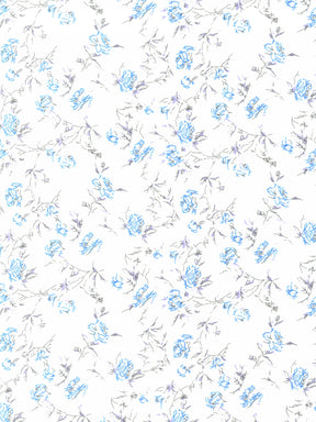 Ivory/Blue Printed Satin - PR1004