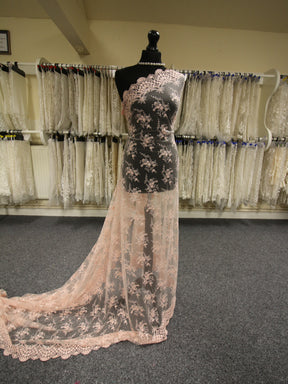 Peach Embroidered Lace - Kirsty