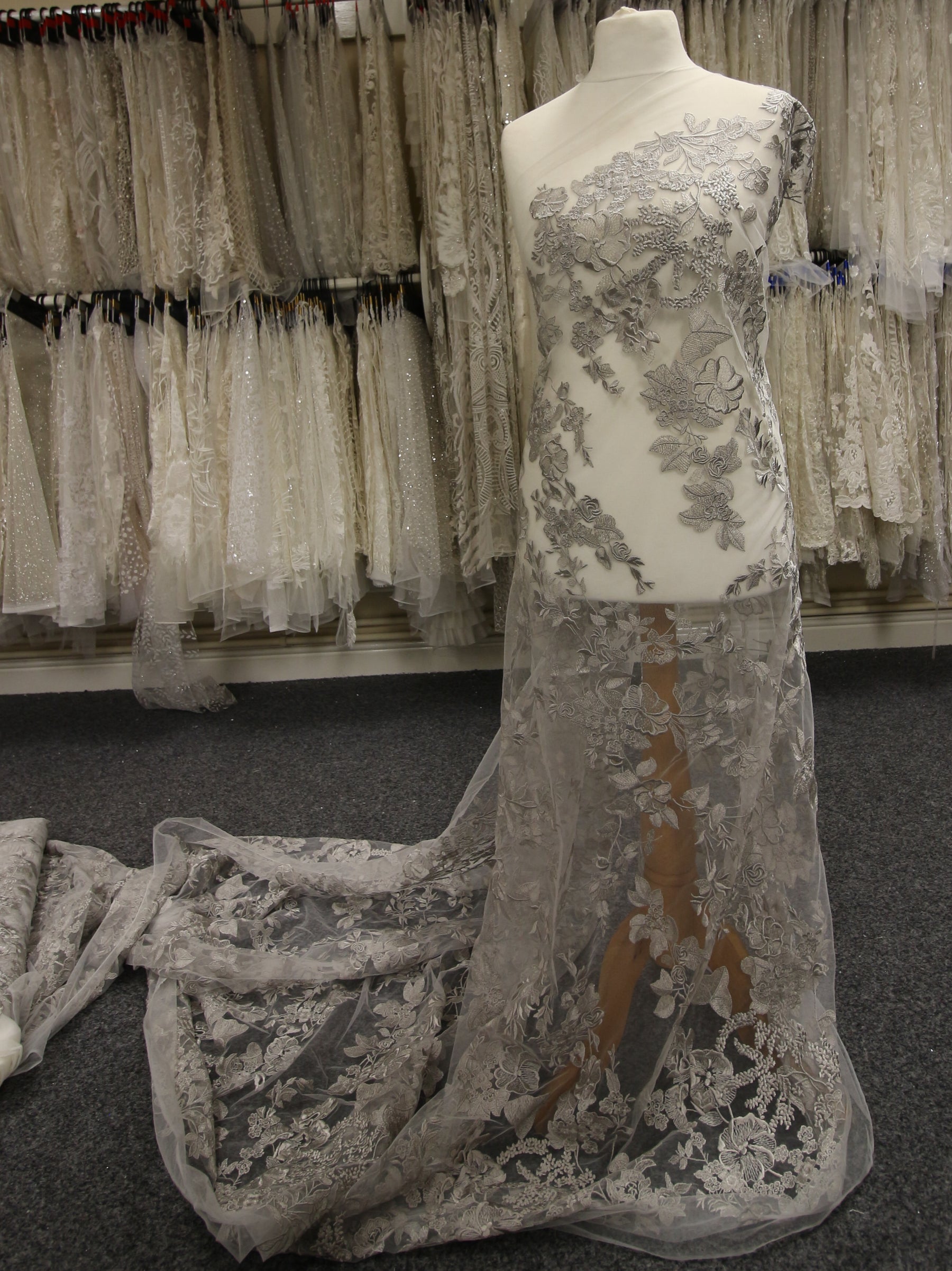 pewter lace dress Lily Lace Dress