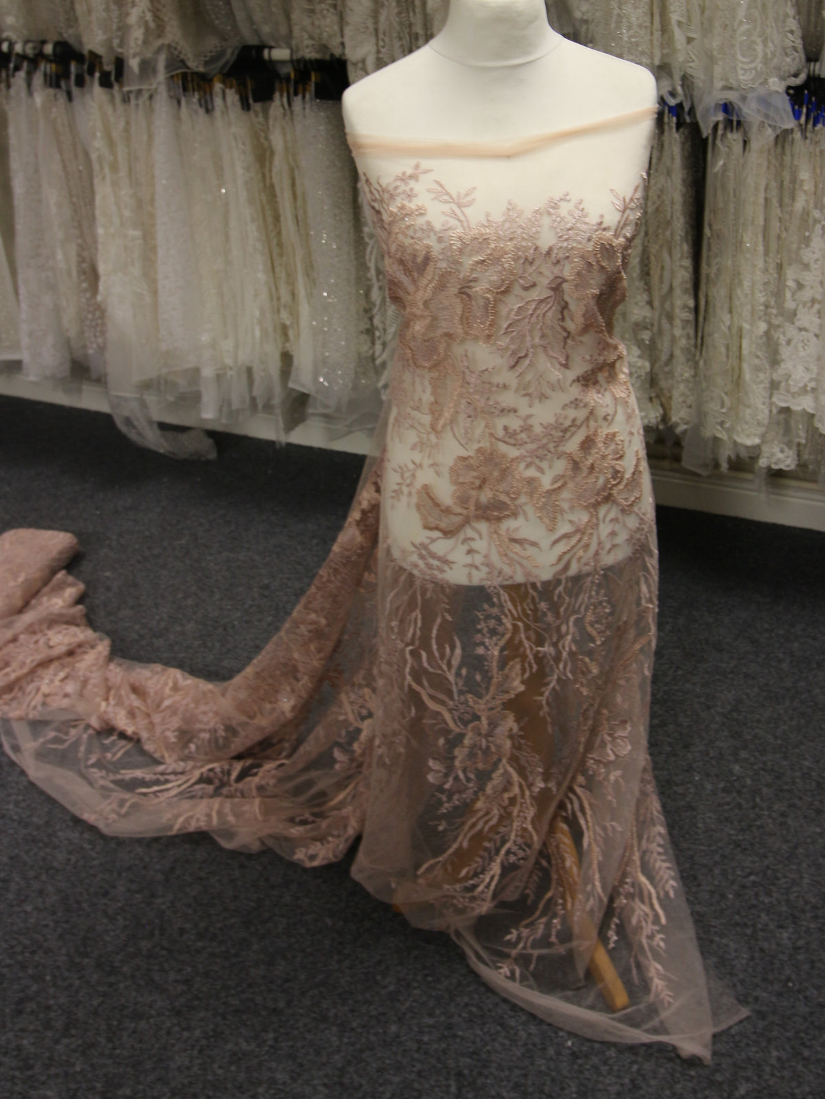 Dusky Pink Embroidered Lace - Bexley