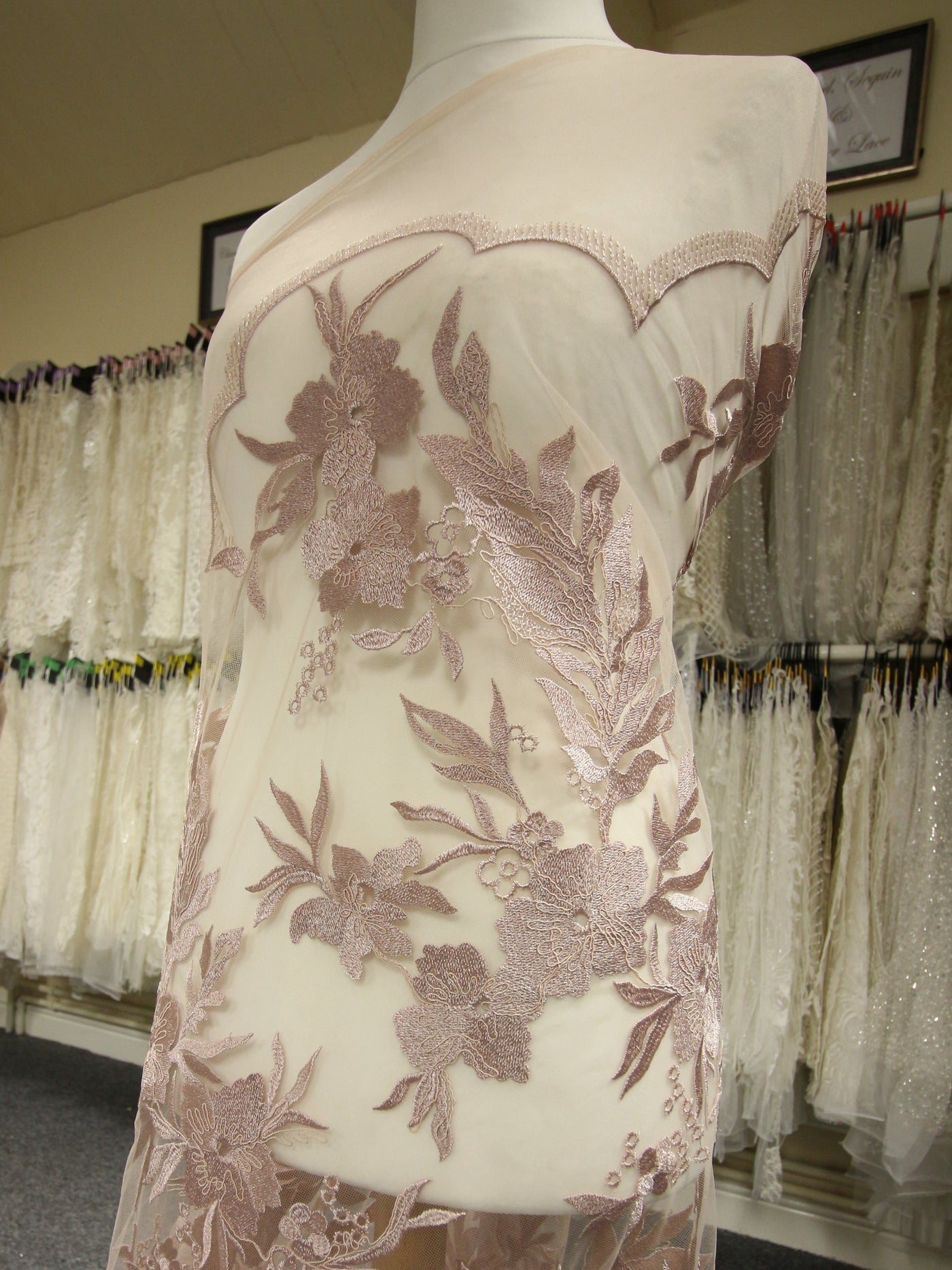 Dusky Pink Embroidered Lace Keegan