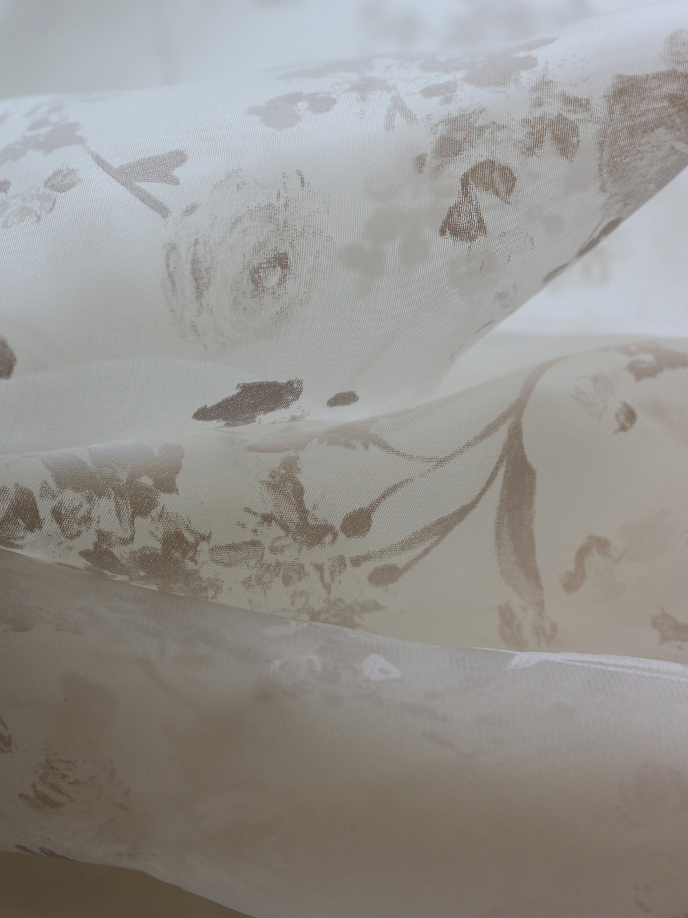 Ivory Printed Silk Satin Lavanda