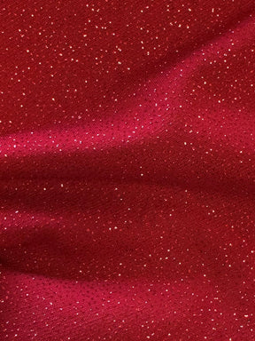 Red Glitter Jersey Fabric - Dazzle