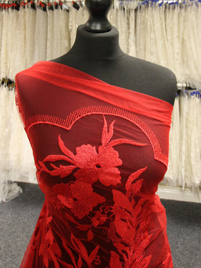 Red Embroidery Lace - Gaynor