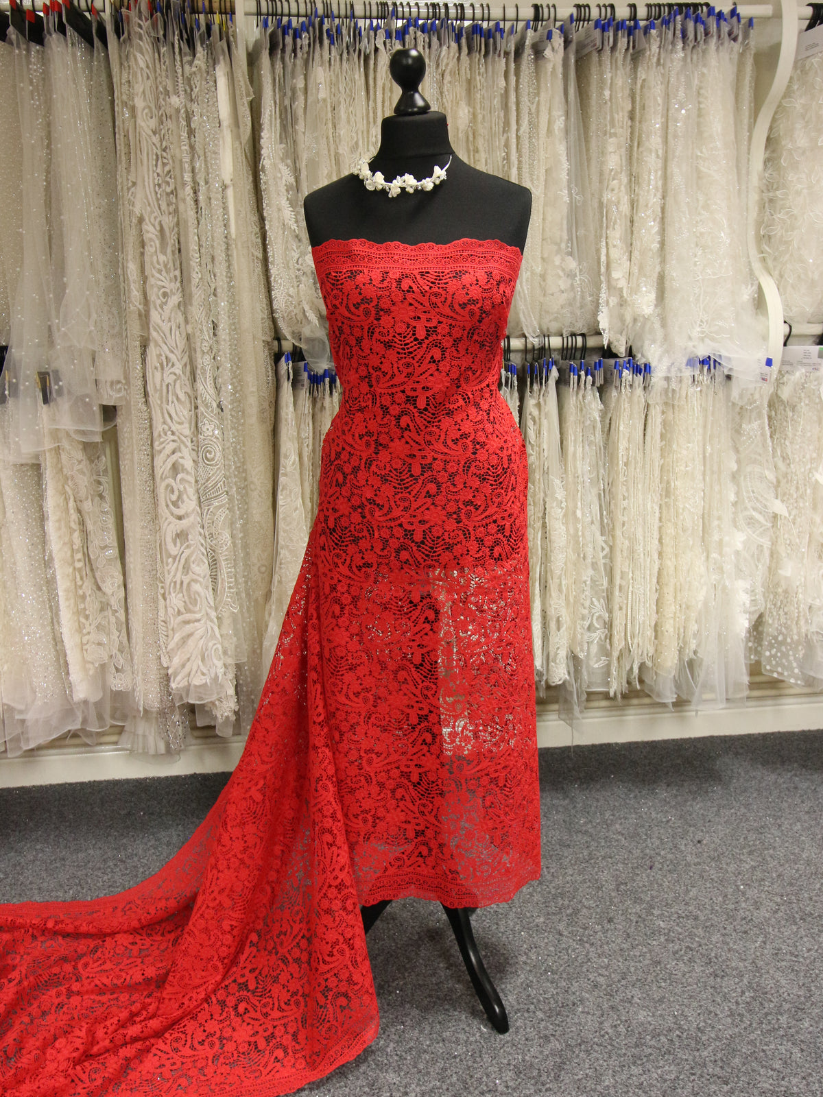 Red Guipure Lace - Finola