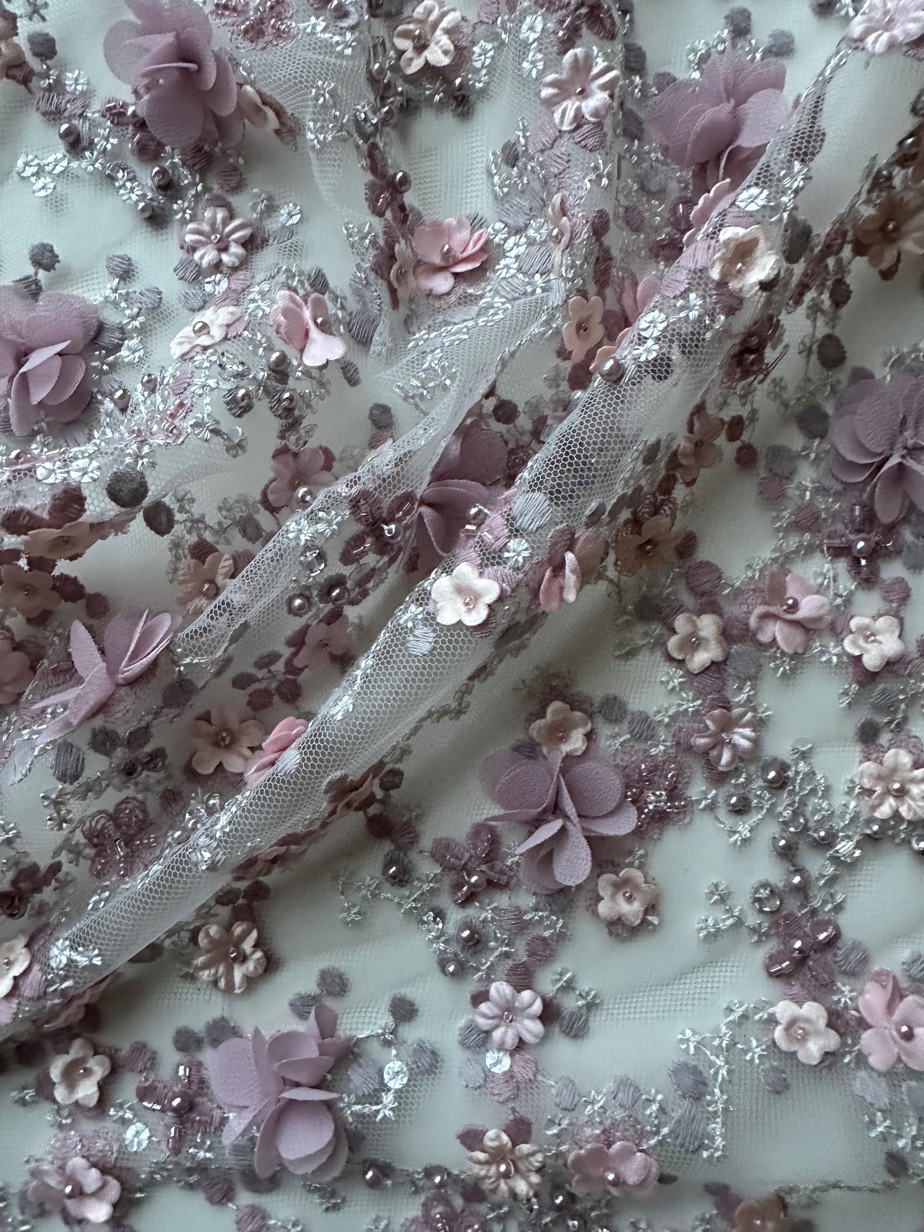 Pink 3D Embroidered Lace - Savinder