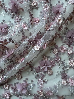 Pink 3D Embroidered Lace - Savinder