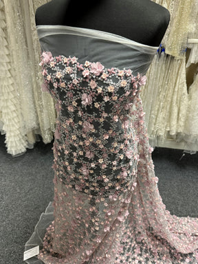 Pink 3D Embroidered Lace - Savinder