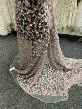 Pink 3D Embroidered Lace - Savinder