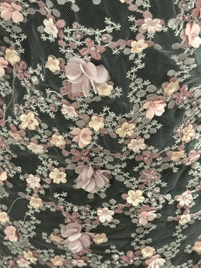 Pink 3D Embroidered Lace - Savinder