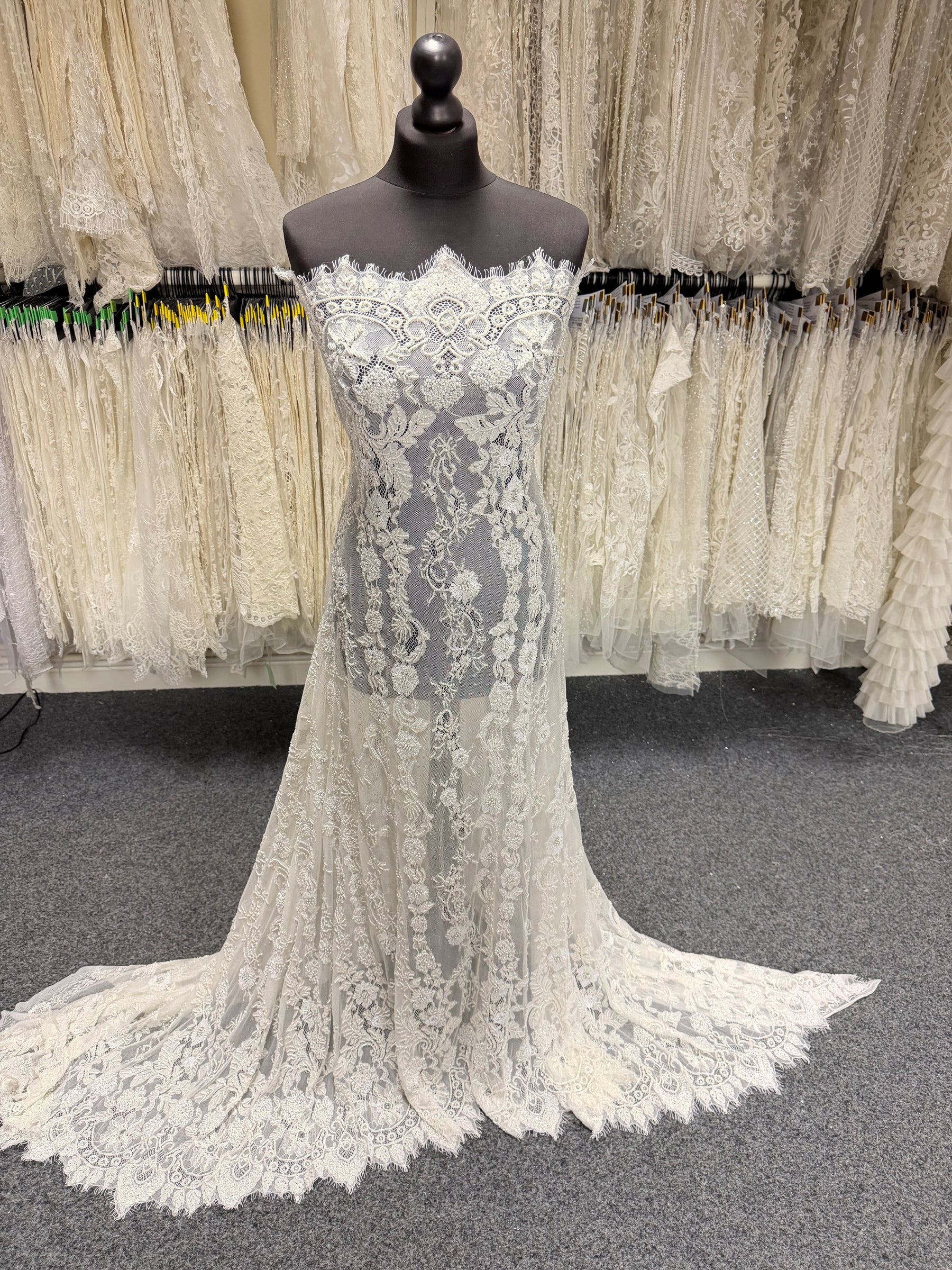 Ivory Hand Beaded Raschel Lace - Severiano