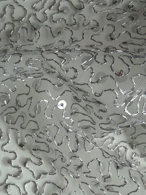 Silver Embroidered Sequin Tulle – EB3001