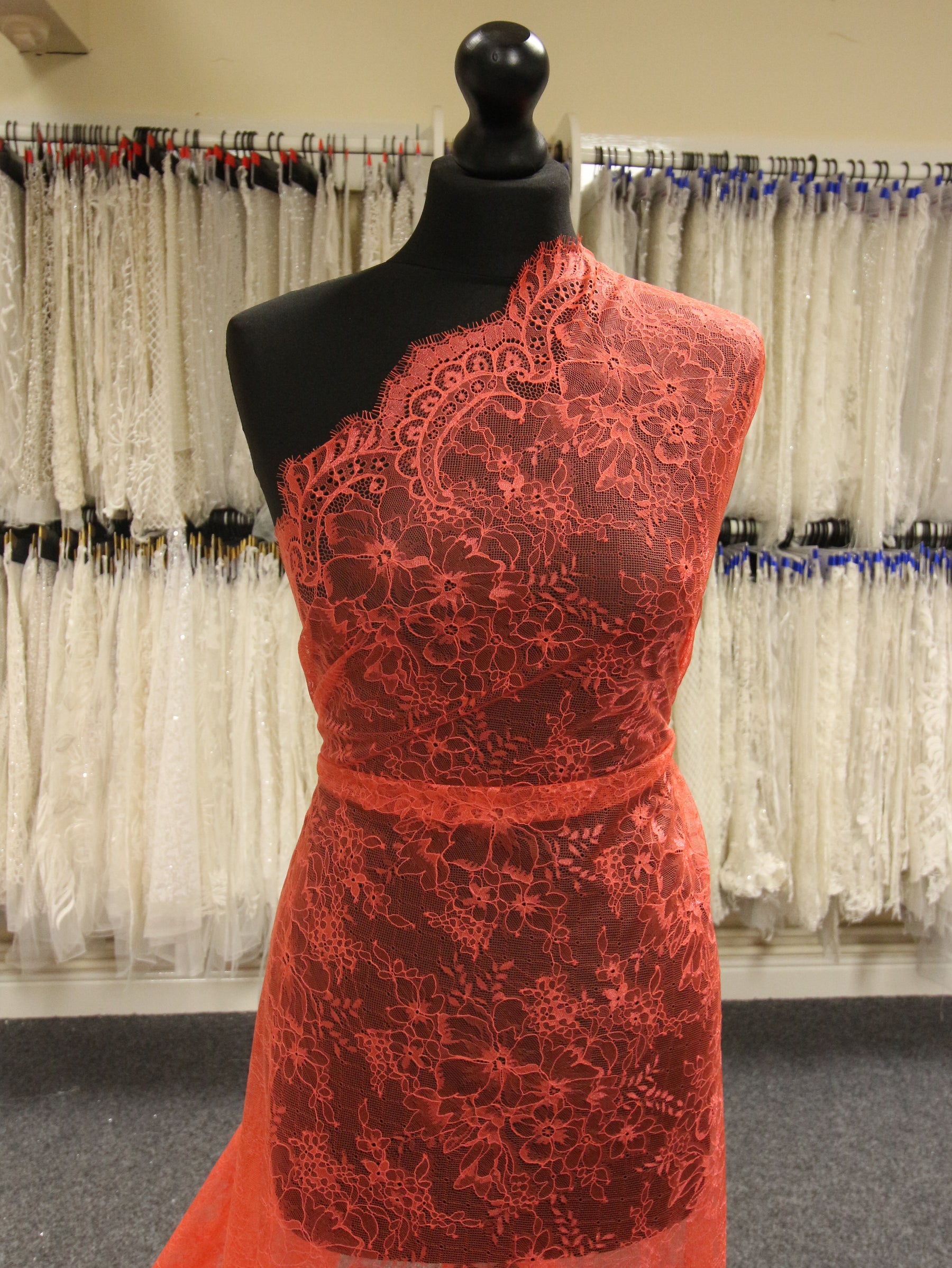 Deep Salmon Raschel Lace - Clio Deep Salmon Raschel Lace - Clio